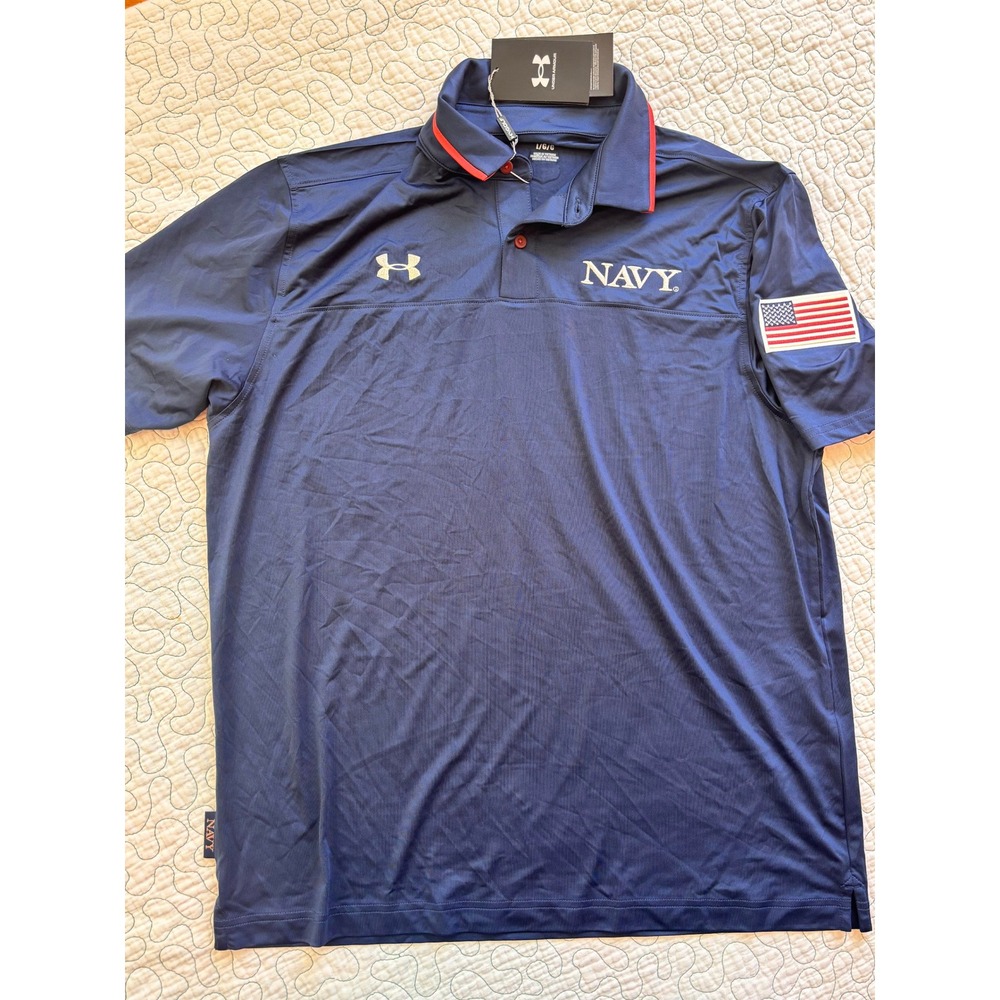 Under Armour US Navy 250th Anniversary Polo Shirt Mens Size Large Golf